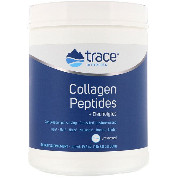 Trace Minerals Research, コラーゲンペプチド+電解質、無香料、560g