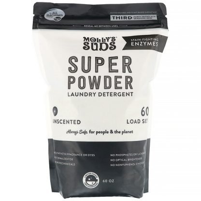 Molly's Suds, スーパーパウダー(Super Powder) 洗濯用洗剤、無香料、60回分、1.7Kg