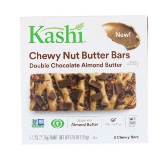 Kashi, チュイーナッツバターバー、ダブルチョコレートアーモンドバター、チュイーバー5本、各1.23 oz (35 g) (Discontinued Item)