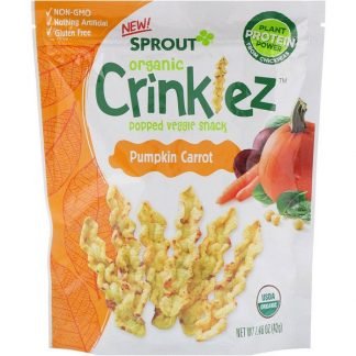 Sprout Organic, Crinklez、ポップベジスナック、かぼちゃ人参、42g