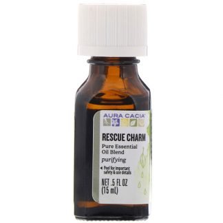 Aura Cacia, ピュアエッセンシャルオイルブレンド、レスキューチャーム、15ml