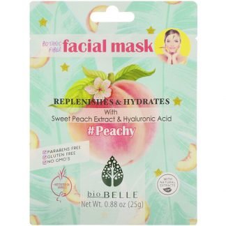 Biobelle, ボタニックファイバーフェイシャルマスク、水分補給、保湿、#Peachy（ピーチ）、1枚、25g（0.88oz）