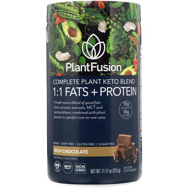PlantFusion, コンプリート植物ケトブレンド、1:1脂肪分+タンパク質、リッチチョコ、315g