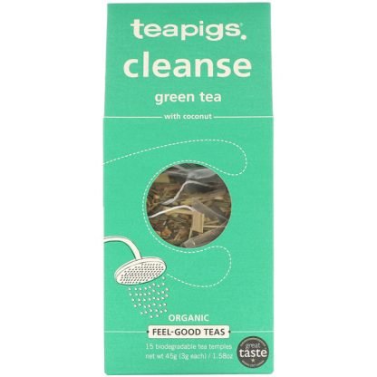 TeaPigs, Cleanse Green Tea with Coconut, 15 Tea Temples, 1.58 oz (45 g) (Discontinued Item)