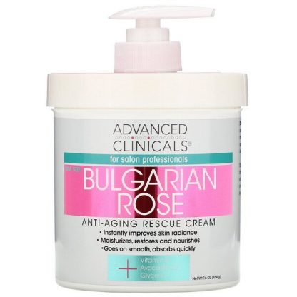 Advanced Clinicals, Anti-Aging Rescue Cream, Bulgarian Rose, 16 oz (454 g)