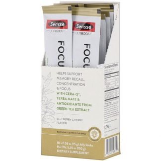 Swisse, アルティブースト、フォーカスブーストゼリー、ブルーベリーチェリー味、スティック10本、各15 g（0.53 oz）