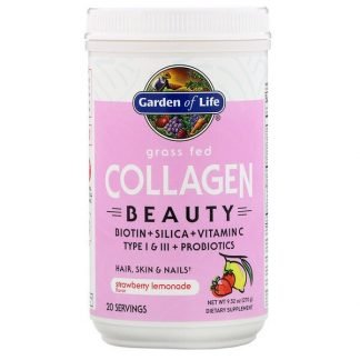 Garden of Life, グラスフェッドコラーゲンビューティ、ストロベリーレモネード、270g（9.52oz）