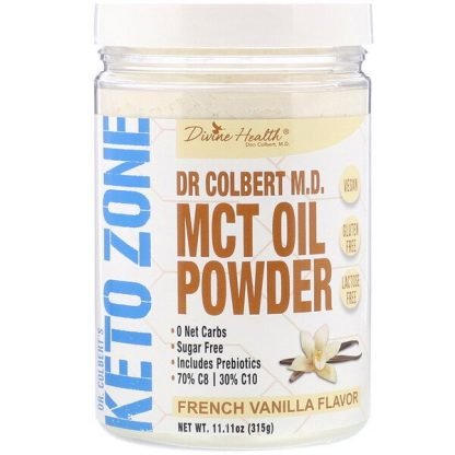 Divine Health, ドクター・コルバートのケトゾーン、MCTオイル粉末、フレンチバニラ11.11オンス (315 g)
