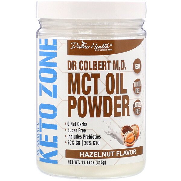Divine Health, Dr.コルバートのケトゾーン、MCTオイルパウダー、ヘーゼルナッツ風味、315g(11.11 oz)