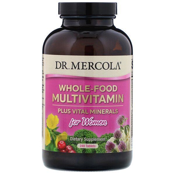 Dr. Mercola, 女性用自然食品マルチビタミン+バイタルミネラル、240錠