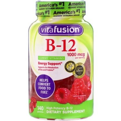 VitaFusion, B12、ナチュラルラズベリー風味、1,000mcg、グミ140粒