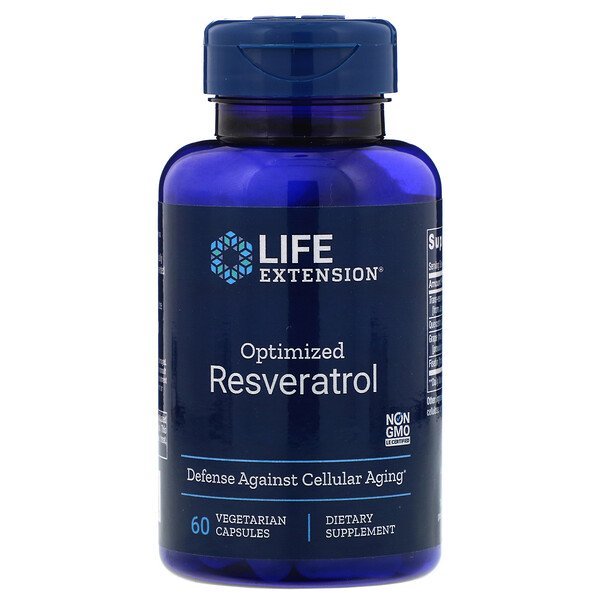 Life Extension, 最適化済レスベラトロール、60ベジタリアンカプセル