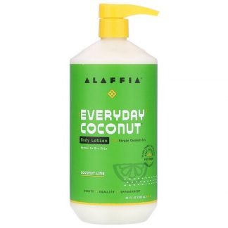 Alaffia, Everyday Coconut（エブリデイココナッツ）、ボディローション、普通肌～乾燥肌用、ココナッツライム、950ml（32液量オンス）