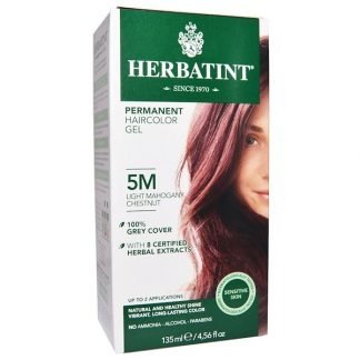 Herbatint, パーマネントへアカラージェル（Permanent Haircolor Gel）, 5M, 薄いマホガニー栗（Light Mahogany Chestnut）, 4.56液量オンス（135 ml）