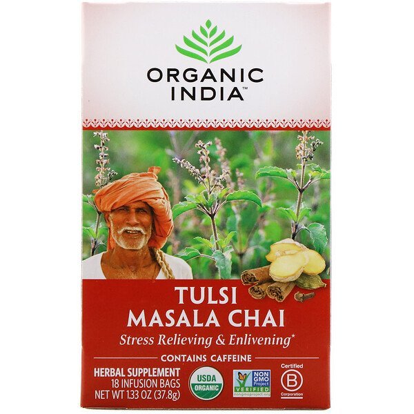 Organic India, トゥルシーティー、マサラチャイ、18袋、37.8 g(1.33 oz)