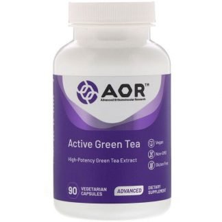 Advanced Orthomolecular Research AOR, アクティブグリーンティー、植物性カプセル90粒