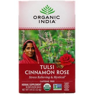 Organic India, Tulsi Tea, Cinnamon Rose, Caffeine-Free, 18 Infusion Bags, 1.14 oz (32.4 g)