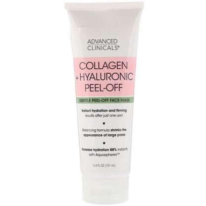 Advanced Clinicals, Collagen + Hyaluronic Peel-Off, Gentle Peel-Off Face Mask, 3.4 fl oz (101 ml)