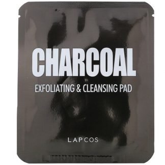Lapcos, チャコール、エクスフォリエイティング＆クレンジングパッド、5枚、各7 g（0.024 fl oz）