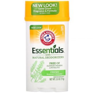 Arm & Hammer, 天然脱臭成分を含む必需品, デオドラント, フレッシュローズマリー・ラベンダー, 71 g（2.5 oz）