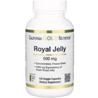 California Gold Nutrition, ロイヤルゼリー、濃縮＆フリーズドライ、500 mg、植物性カプセル120粒