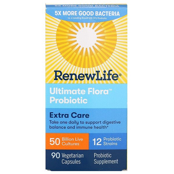 Renew Life, Extra Care, Ultimate Flora Probiotic, 50 Billion Live Cultures, 90 Vegetarian Capsules