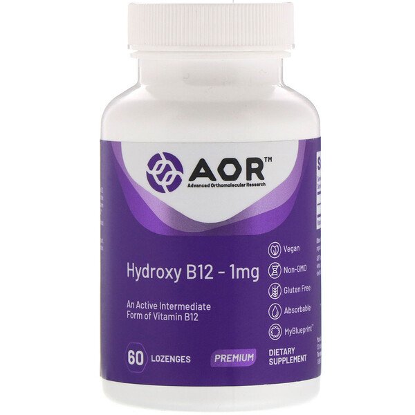 Advanced Orthomolecular Research AOR, ヒドロキシルB12、1mg、トローチ60粒
