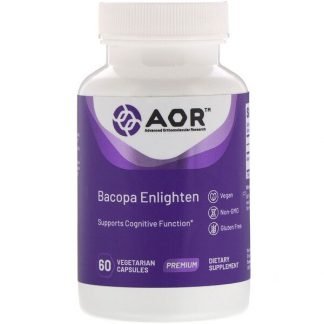 Advanced Orthomolecular Research AOR, バコパエンライティン、植物性カプセル60粒
