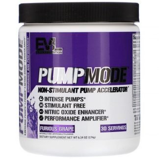 EVLution Nutrition, PumpMode（パンプモード）、非刺激性パンプアクセラレータ、フュリアスグレープ、174g（6.14オンス）
