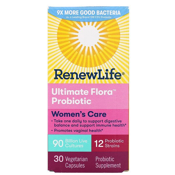 Renew Life, 女性用ケア、Ultimate Floraプロバイオティック、900憶個の生きた菌、植物性カプセル30錠