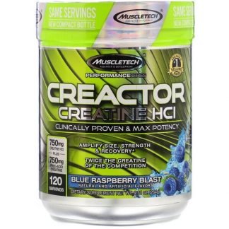 Muscletech, Creactor（クレアクター）、クレアチンHCI、ブルーラズベリーブラスト、264g（9.31オンス）