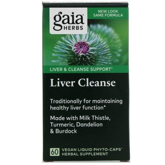 Gaia Herbs, 肝臓クレンズ、ビーガンLIQUID PHYTO-CAPS（液体フィトカプセル）60粒