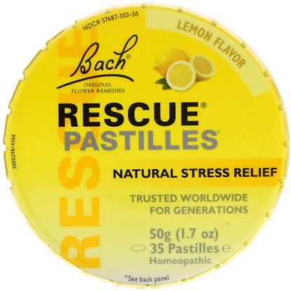 Bach, オリジナルフラワーの癒し、レスキュートローチ、ナチュラルストレスリリーフ、レモン風味、50g（1.7 oz）