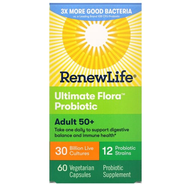 Renew Life, Adult 50+, Ultimate Flora Probiotic, 30 Billion Live Cultures, 60 Vegetarian Capsules