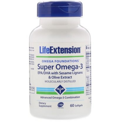 Life Extension, オメガファンデーション、スーパーオメガ3、ソフトジェル60粒