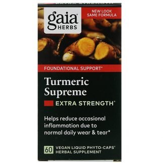 Gaia Herbs, ターメリックスプリーム、エキストラストレングス、ビーガンLiquid Phyto-Caps（液体フィトキャップ）60錠