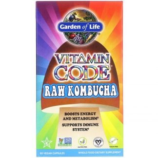 Garden of Life, Vitamin Code（ビタミンコード）、コンブチャ（ローフード）、ヴィーガンカプセル60粒