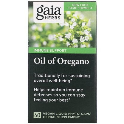 Gaia Herbs, オレガノオイル、Phyto-Caps（フィトキャップ）液状植物性カプセル60粒