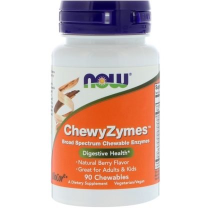 Now Foods, ChewyZymes、天然ベリーフレーバー、チュアブル 90 錠
