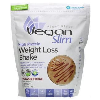 VeganSmart, VeganSlim（ヴィーガンスリム）、高タンパク質体重管理シェイク、チョコレートファッジ、728g（1.6ポンド）