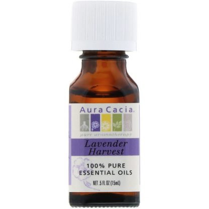 Aura Cacia, 100% 純エッセンシャルオイル、ラベンダーハーベスト、0.5 液量オンス(15 ml)