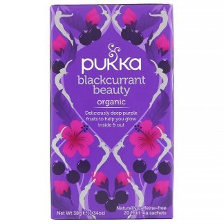 Pukka Herbs, オーガニックブラックカラントビューティー、ノンカフェイン、フルーツティーバッグ20個入り、38 g（1.34 oz）