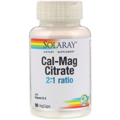Solaray, カル・マグ（Cal-Mag）ビタミンD2クエン酸、ベジキャップ90錠