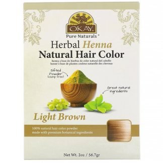 Okay, ハーバルヘナナチュラルヘアカラー、ライトブラウン、56.7g（2oz）