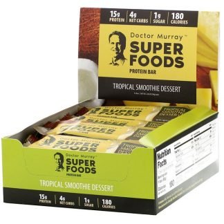 Dr. Murray's, Superfoods Protein Bars, Tropical Smoothie Dessert,  12 Bars, 2.05 oz (58 g) Each