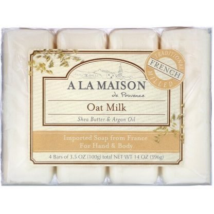 A La Maison de Provence, ハンド＆ボディ固形石鹸、オートミルク、4本、各100g（3.5オンス）