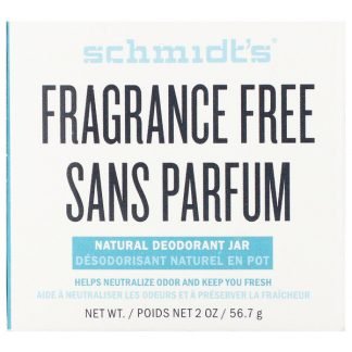 Schmidt's Naturals, ナチュラルデオドラントジャー、無香料、56.7g（2oz）