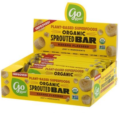 Go Raw, Organic Sprouted Bar, Banana Flaxseed , 10 Bars, 0.4 oz (11 g) Each