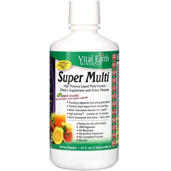 Vital Earth Minerals, Super Multi, Natural Tropical Tangerine Flavor, 32 fl oz (946 ml)