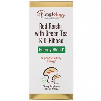 California Gold Nutrition, ファンジオロジー、緑茶＆リボース入り赤霊芝、エナジーブレンド、2液量オンス（60 ml）